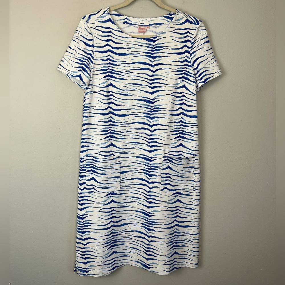 Persifor Carter Dress LARGE In Horizon Blue Zebra USA